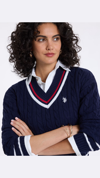 Sweater US Polo V neck polo shirt Azul