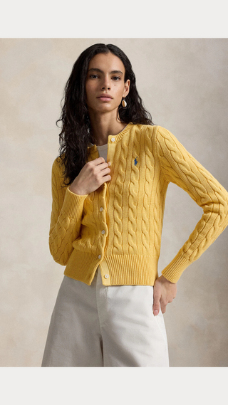 Sweater Polo Ralph Lauren Cable knit cotton cardigan Amarillo