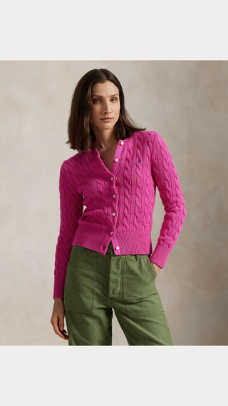 Sweater Polo Ralph Lauren Cable knit cotton cardigan Rosado