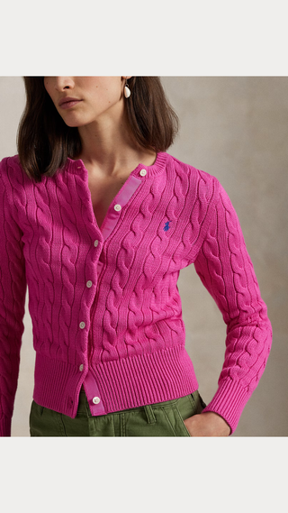 Sweater Polo Ralph Lauren Cable knit cotton cardigan Rosado