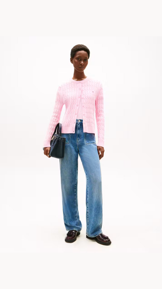 Sweater Tommy Hilfiger Cable cardigan Rosado