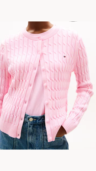 Sweater Tommy Hilfiger Cable cardigan Rosado