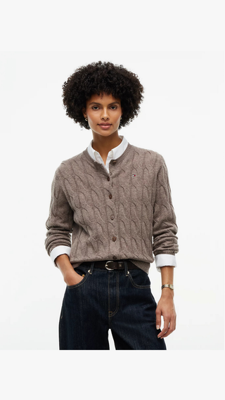 Sweater Tommy Hilfiger Cable cardigan Café