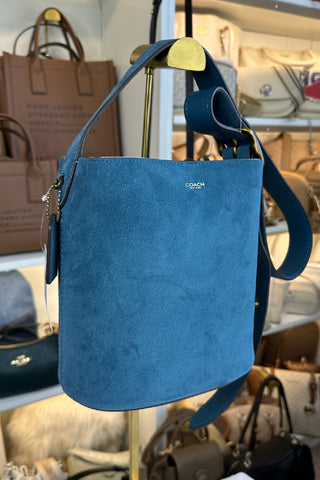 Crossbody Coach Bleecker Bucket Bag 21 Dark Brass Sea Blue