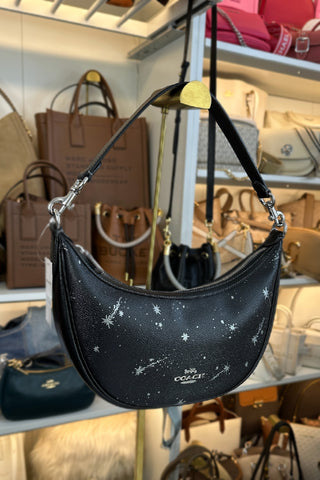 Crossbody Coach Aria Shoulder Bag with Star Print Black