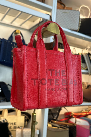 The Tote Bag Marc Jacobs Leather Mini True Red