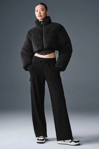 Chaqueta Sherpa Alo Yoga Main Act Corset Puffer Black