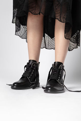 Botines Zadig&Voltaire Laureen Roma + Studs Ankle Boots Noir