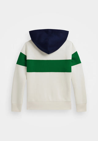 Poleron Ralph Lauren Fleece Rugby Hoodie White/Green