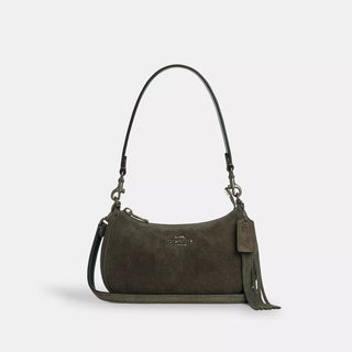Cartera Coach Teri Mini Crossbody Bag Suede Leather Green
