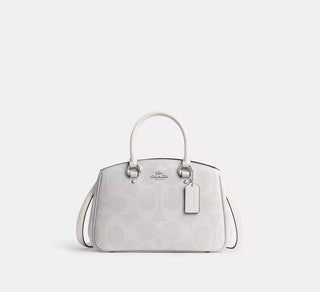 Cartera Coach Savannah Small Carryall Bag In Signature Canvas/Silver/White/Chalk