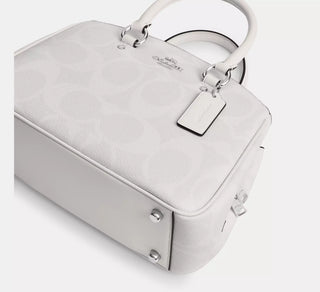 Cartera Coach Savannah Small Carryall Bag In Signature Canvas/Silver/White/Chalk