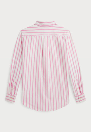Camisa Ralph Lauren Oxford Rayas Blancas y Fucsia