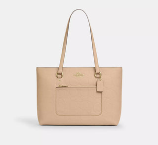Tote Coach Station Tote Bag In Signature Leather Pebbled Leather/Gold/Oat