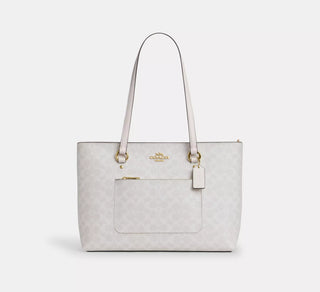Tote Coach Station Tote Bag In Signature Canvas/Gold/White/Chalk