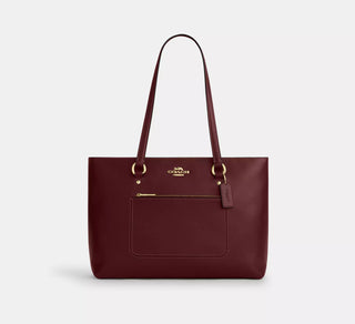 Tote Coach Station Tote Bag Smooth Leather/Gold/Maroon