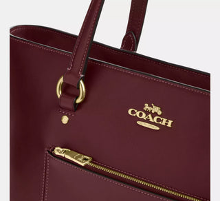 Tote Coach Station Tote Bag Smooth Leather/Gold/Maroon