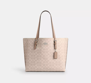 Tote Coach Mollie Tote Bag in Signature Canvas Sand/Taupe
