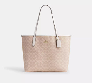 Tote Coach City Tote Bag In Signature Canvas Gold/Sand/Chalk