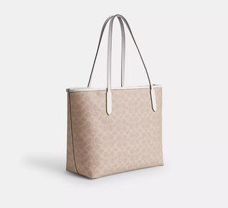 Tote Coach City Tote Bag In Signature Canvas Gold/Sand/Chalk