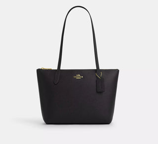 Tote Coach Fiona Zip Tote Bag Crossgrain Leather/Gold/Black
