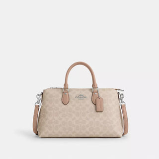 Cartera Coach Georgia Satchel Bag In Signature Canvas/Silver