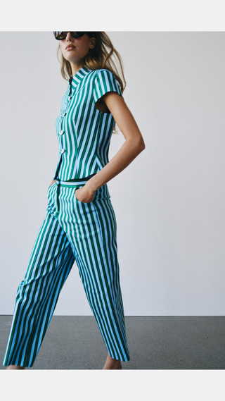 Pants Zara Striped Culotte Multicolor