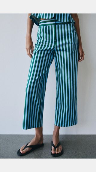 Pants Zara Striped Culotte Multicolor