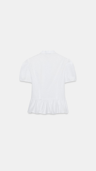 Shirt Zara Frog Fastening Peplum Blanco