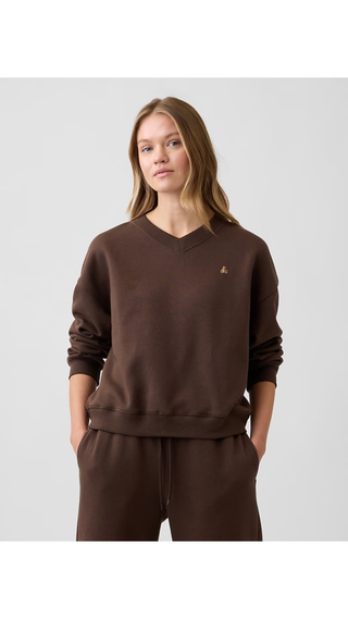 Sweatshirt Gap Oversized Brannan Bear V-Neck Café