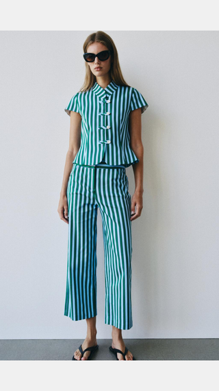 Pants Zara Striped Culotte Multicolor
