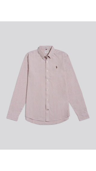 Camisa Us Polo Striped Balloon Oxford Café