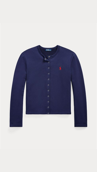 Cardigan Ralph Lauren Snapped-Placket Terry Navy