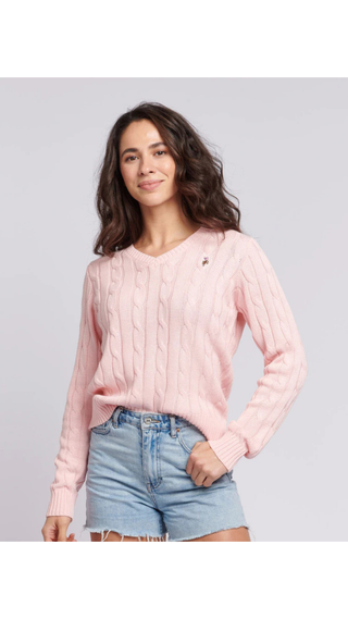 Sweater US POLO ASSN Cuello V Rosado