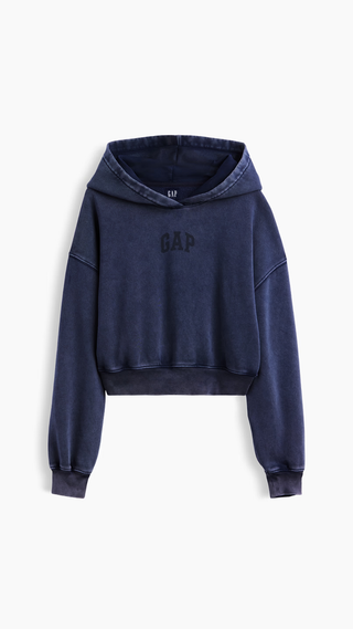 Hoodie Gap Vintage Cropped Logo Tapestry Navy Blue