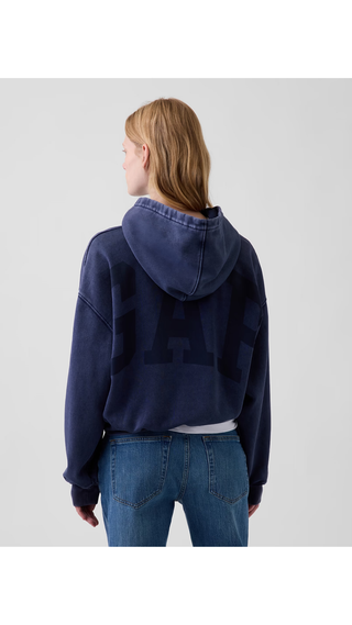Hoodie Gap Vintage Cropped Logo Tapestry Navy Blue