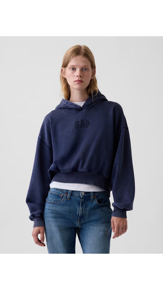 Hoodie Gap Vintage Cropped Logo Tapestry Navy Blue