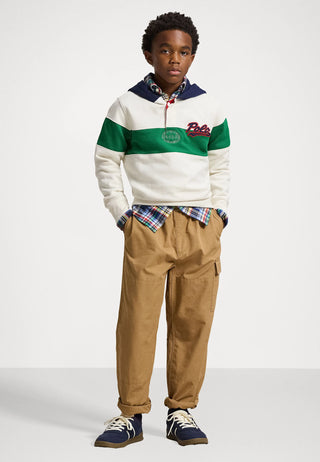 Poleron Ralph Lauren Fleece Rugby Hoodie White/Green