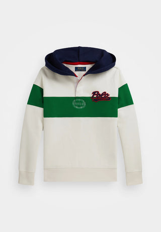Poleron Ralph Lauren Fleece Rugby Hoodie White/Green