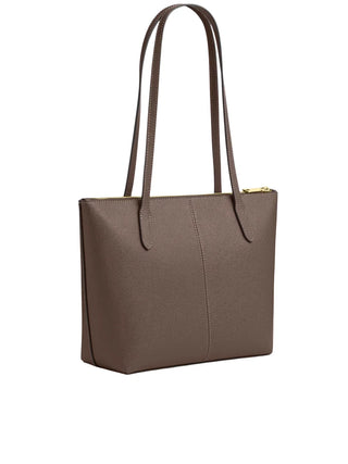 Tote Coach Fiona Zip Tote Bag In Leather Dark Stone