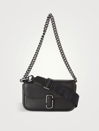 Cartera Marc Jacobs The Mini J Marc Leather Shoulder Bag Black/Gunmetal