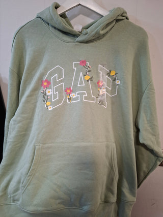 Hoodie Gap Logo Flores Verde Claro