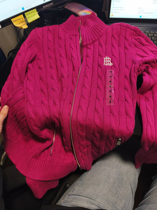 Sweater Ralph Lauren Cable-Knit Full-zip Purpura