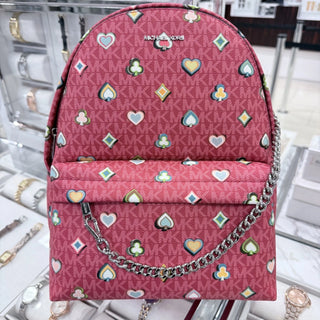 Mochila Michael Kors Slater Medium Printed Signature Logo Dark Rapsberry