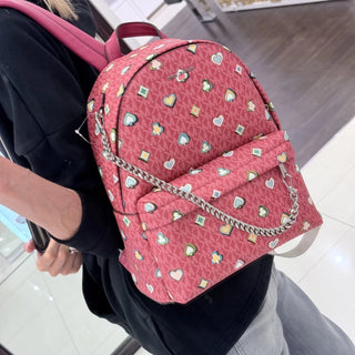 Mochila Michael Kors Slater Medium Printed Signature Logo Dark Rapsberry