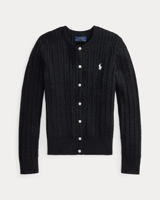 Sweater Polo Ralph Lauren Mini-Cable Cotton Cardigan Polo Black