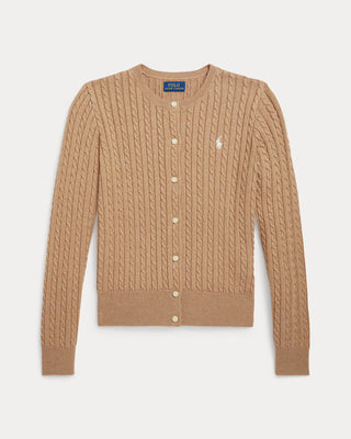 Sweater Polo Ralph Lauren Mini-Cable Cotton Cardigan Camel Heather