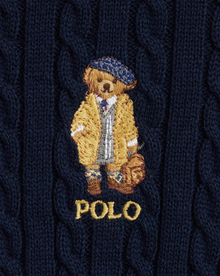 Sweater Polo Bear Ralph Lauren Mini-Cable Cotton Cardigan Cruise Navy