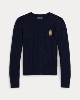 Sweater Polo Bear Ralph Lauren Mini-Cable Cotton Cardigan Cruise Navy