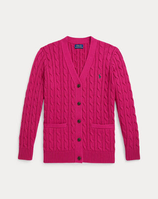 Sweater Polo Ralph Lauren Cable-Knit Cotton V-Neck Cardigan Preppy Pink